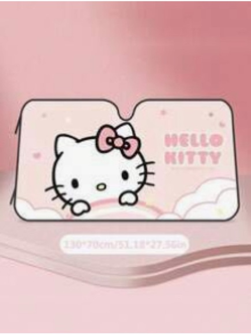 Hello Kitty Pink and White Car Sunshade with Bow Graphic